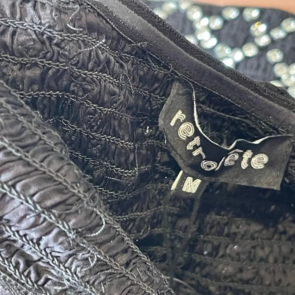 Retrofete Felicity Strapless Grid Crystal Embellished Black Mini Dress Sz M - Picture 8 of 11